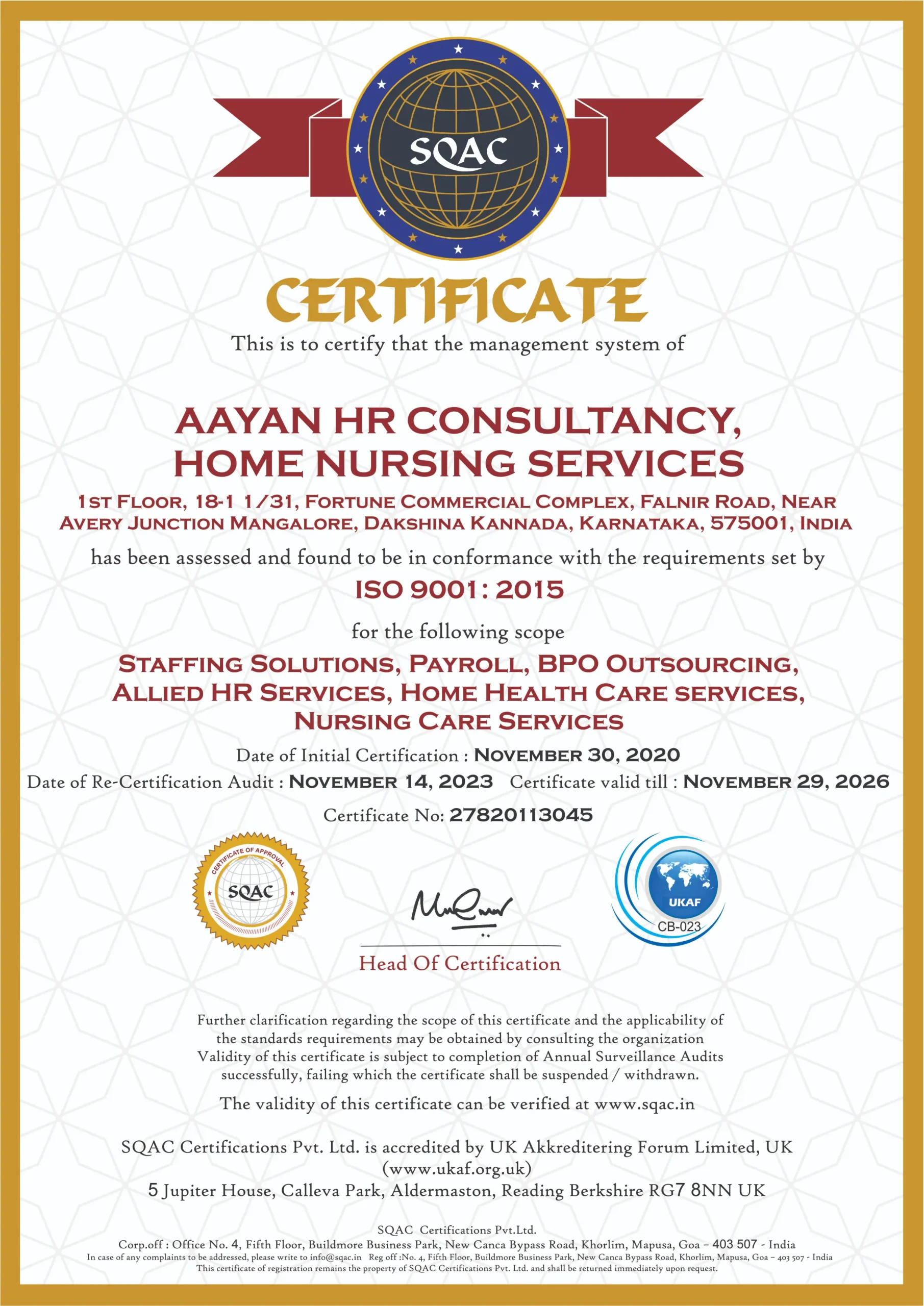 Home Nursing Services Certification